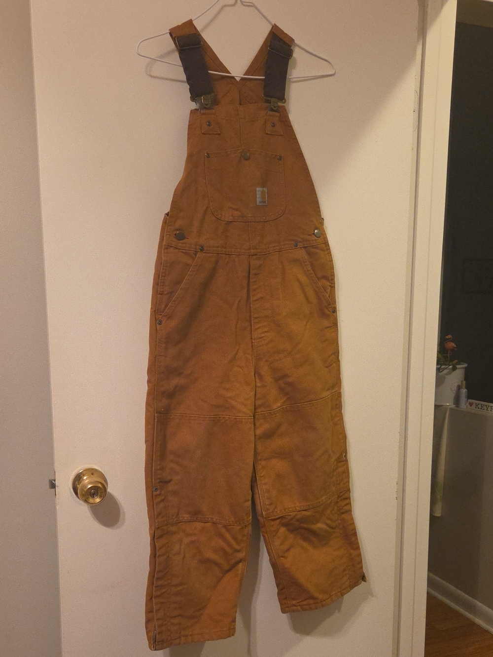 Carhartt Kids Size 8 Rust Brown Canvas Overalls, Snow Coveralls